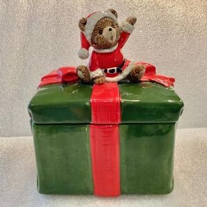Vintage Otagiri Christmas Candy Cookie Trinket Box Ceramic Japan
